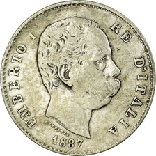 Coin, Italy, Umberto I, Lira, 1887, Milan, VF(20-25), Silver, KM:24.2