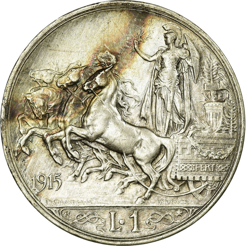 Coin, Italy, Vittorio Emanuele III, Lira, 1915, Rome, AU(50-53), Silver, KM:57