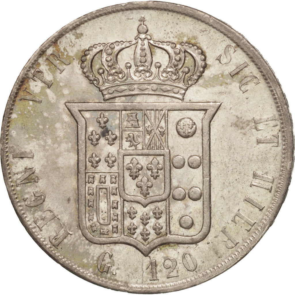 ITALIAN STATES, NAPLES, Francesco II, 120 Grana, 1859, Silver, KM:381