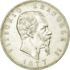Coin, Italy, Vittorio Emanuele II, 5 Lire, 1877, Rome, AU(50-53), Silver, KM:8.4