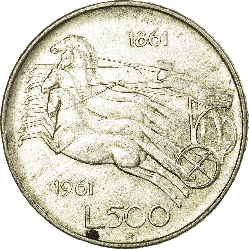 Coin, Italy, 500 Lire, 1961, Rome, AU(50-53), Silver, KM:99