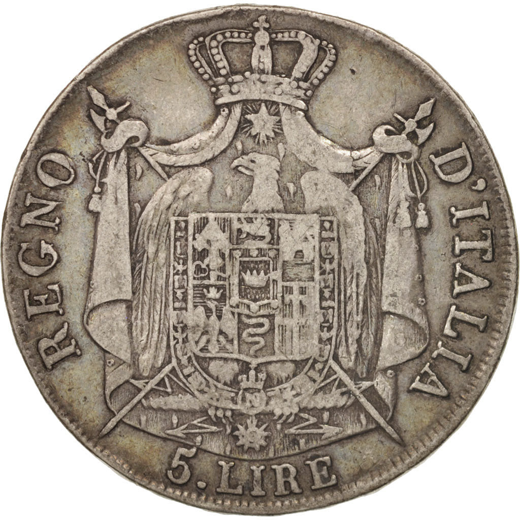 ITALIAN STATES, Napoleon I, 5 Lire, 1808, Milan, Silver, KM:10.1