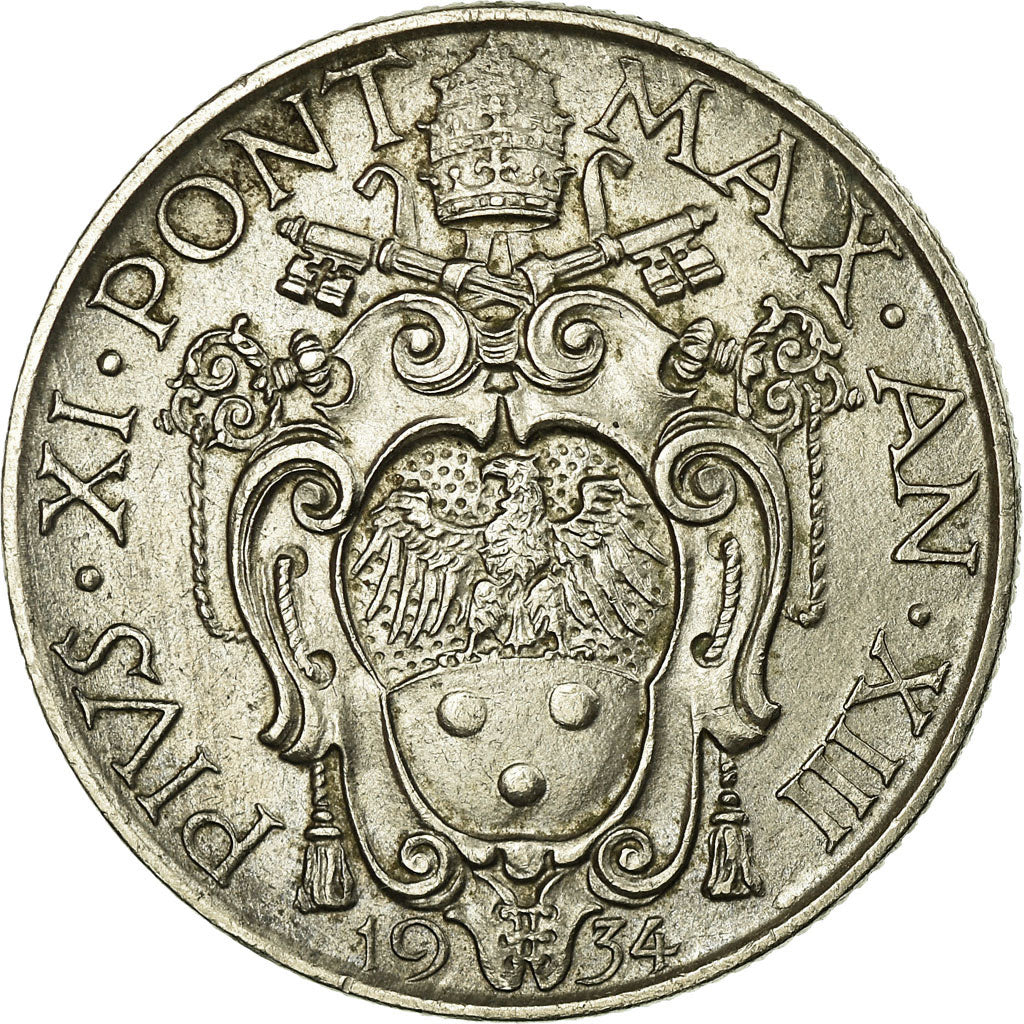 Moeda, CIDADE DO VATICANO, Pius XI, Lira, 1934, Rome, AU(55-58), Níquel, KM:5