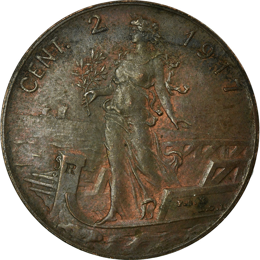 Coin, Italy, Vittorio Emanuele III, 2 Centesimi, 1917, Rome, AU(55-58), Bronze