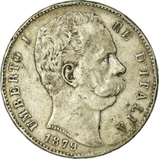 Moneta, Italia, Umberto I, 5 Lire, 1879, Rome, MB+, Argento, KM:20