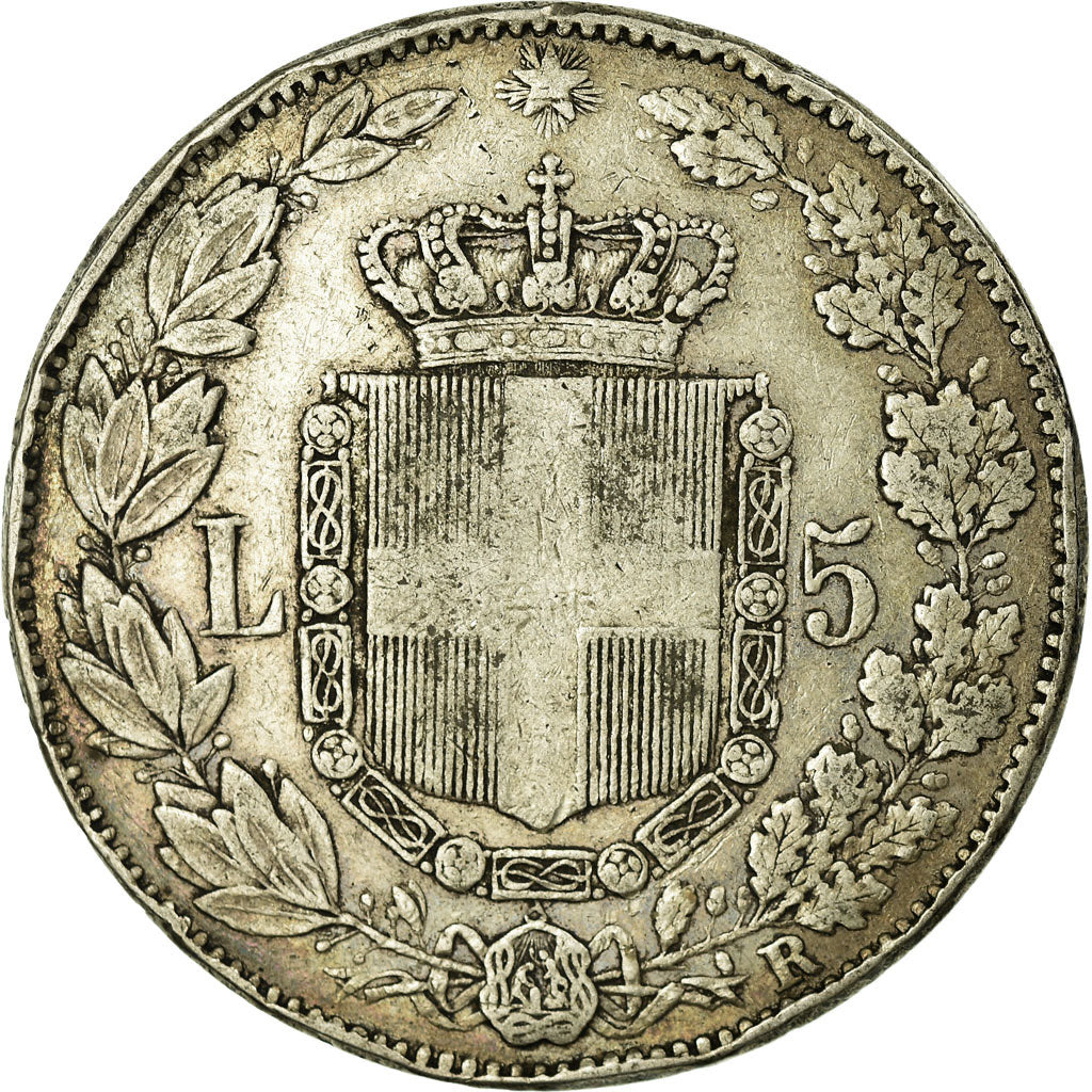 Moneta, Italia, Umberto I, 5 Lire, 1879, Rome, MB+, Argento, KM:20