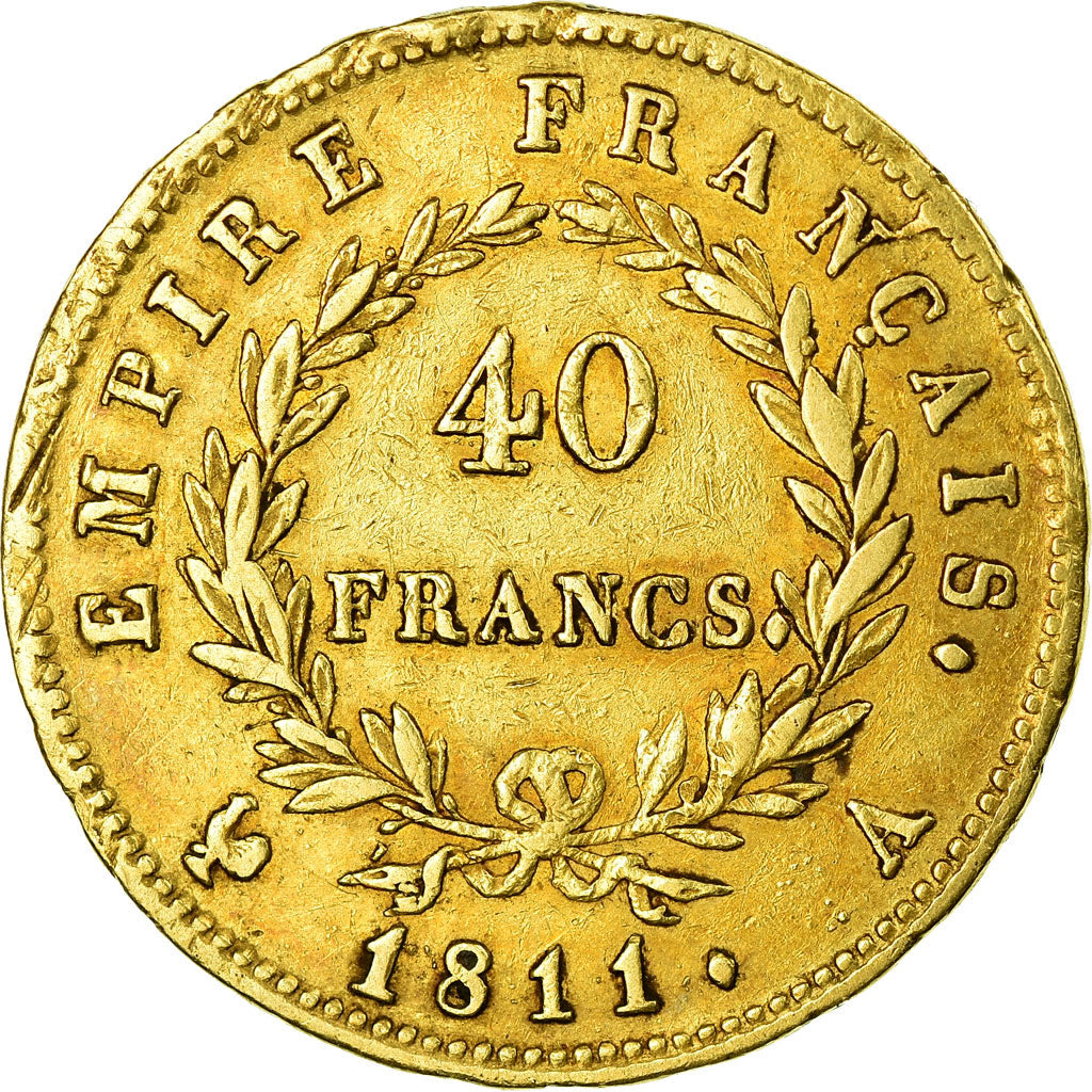Moneda, Francia, Napoléon I, 40 Francs, 1811, Paris, MBC, Oro, KM:696.1