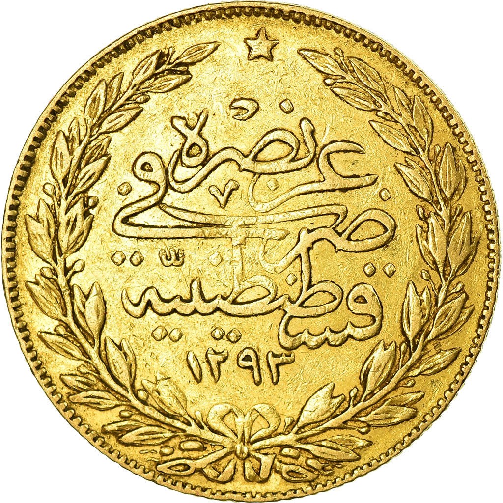 Coin, Turkey, Abdul Hamid II, 100 Kurush, 1906, Qustantiniyah, EF(40-45), Gold
