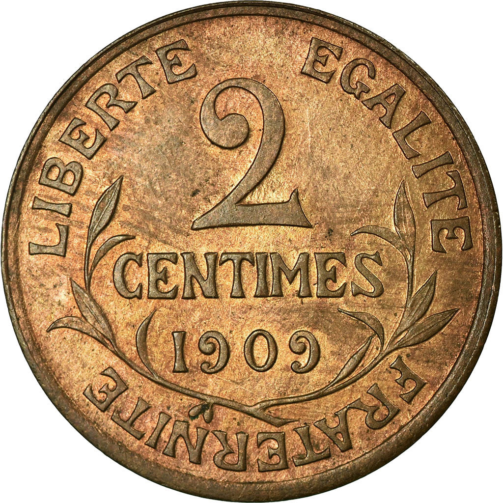 Moneda, Francia, Dupuis, 2 Centimes, 1909, Paris, EBC, Bronce, KM:841