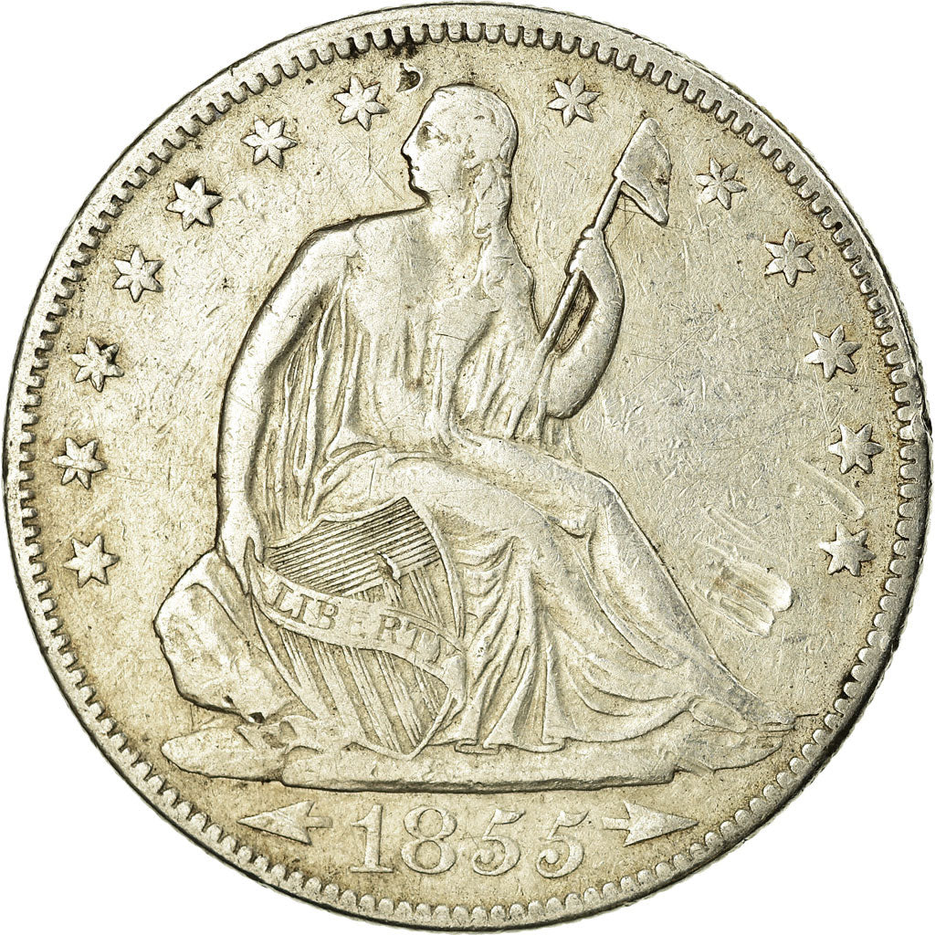Coin, United States, Seated Liberty Half Dollar, Half Dollar, 1855, U.S. Mint