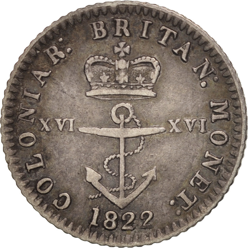 British West Indies, 1/16 Dollar, 1822, Silver, KM:1