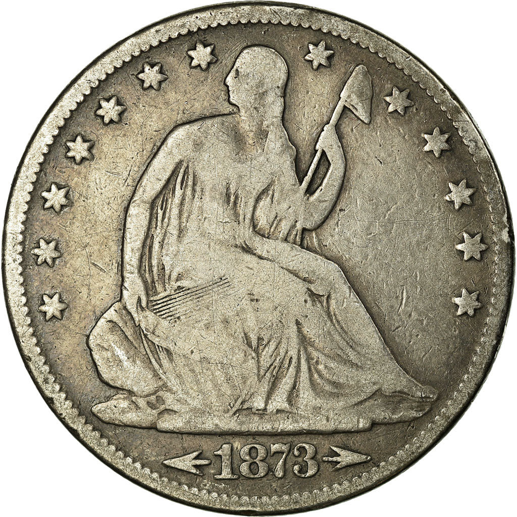 Coin, United States, Seated Liberty Half Dollar, Half Dollar, 1873, U.S. Mint