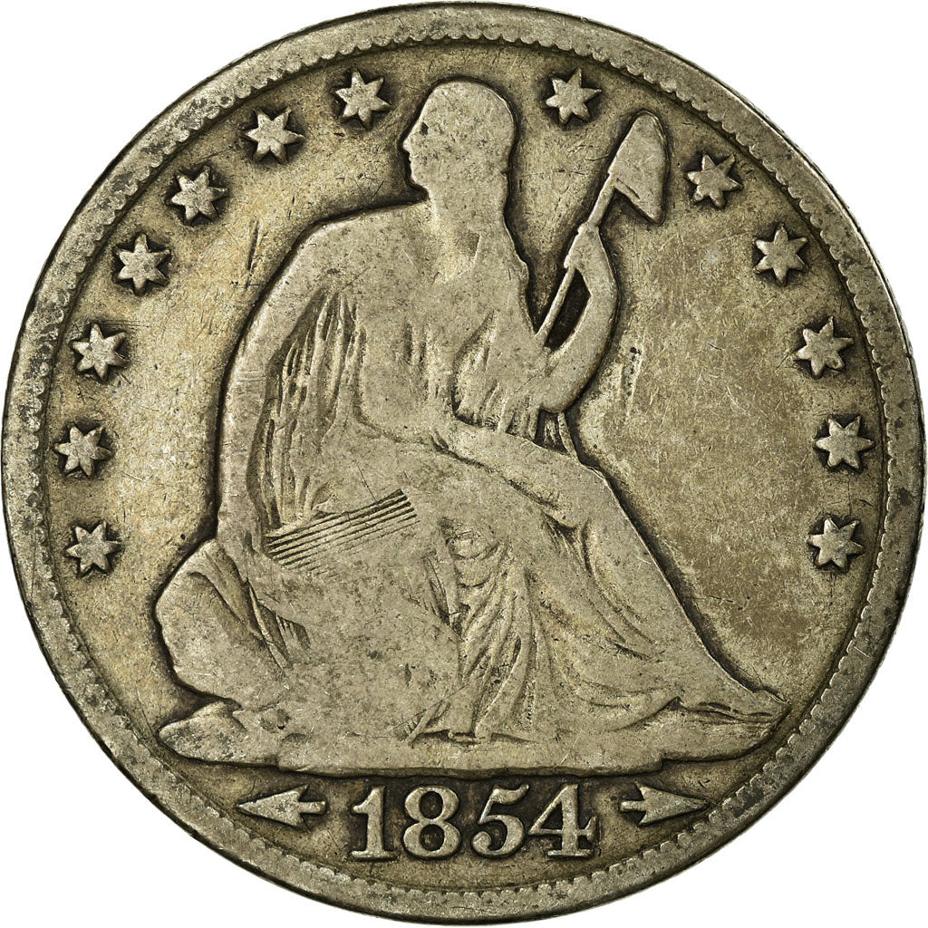 Coin, United States, Seated Liberty Half Dollar, Half Dollar, 1854, U.S. Mint