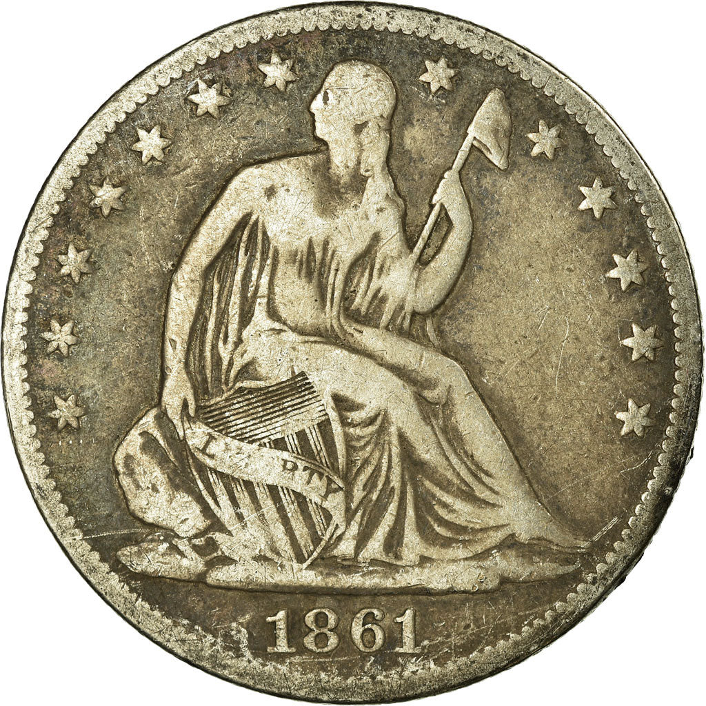 Coin, United States, Seated Liberty Half Dollar, Half Dollar, 1861, U.S. Mint