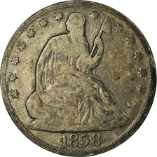 Coin, United States, Seated Liberty Half Dollar, Half Dollar, 1858, U.S. Mint