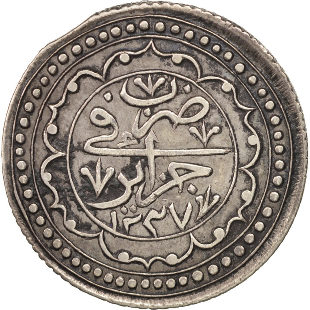 Algeria, ALGIERS, Mahmud II, Budju, 1821 (1327), Jaza'ir, Silver, KM:68