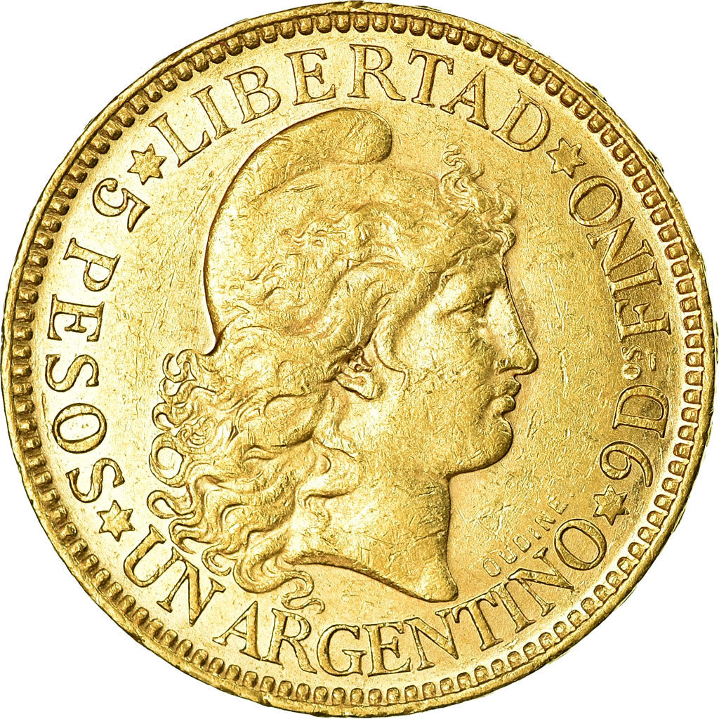 Monnaie, Argentine, 5 Pesos, Argentino, 1885, TTB+, Or, KM:31