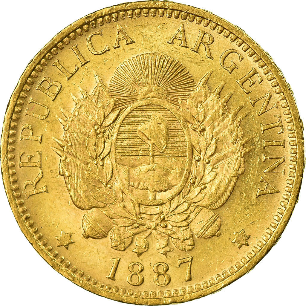 Moneda, Argentina, 5 Pesos, Argentino, 1887, EBC, Oro, KM:31