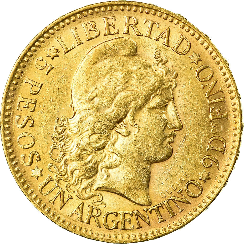 Moneta, Argentina, 5 Pesos, Argentino, 1884, BB, Oro, KM:31