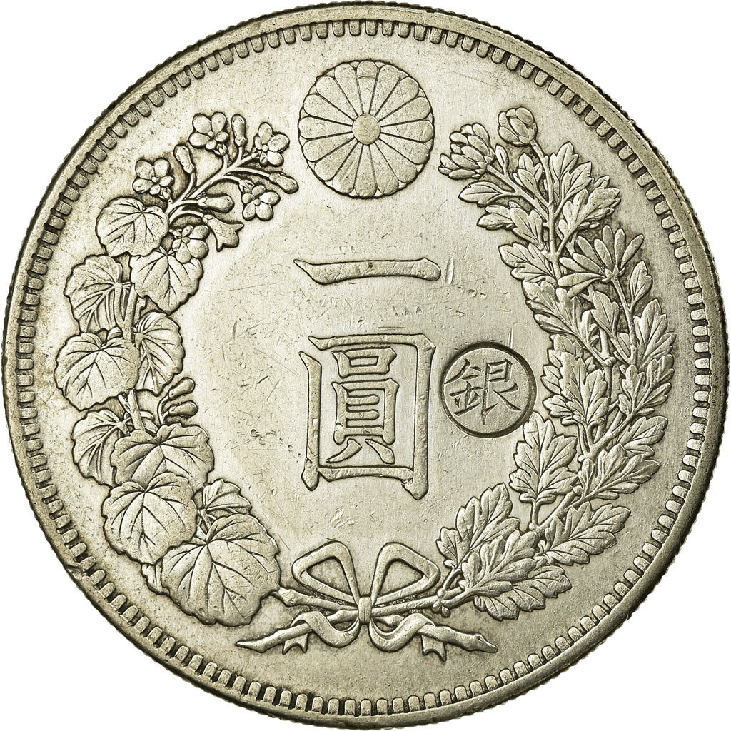Coin, Japan, Mutsuhito, Yen, 1895, Tokyo, Countermark, AU(55-58), Silver