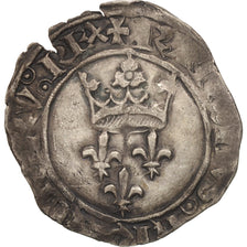 Monnaie, France, Charles VI, Florette, Troyes, TB+, Billon, Duplessy:387A