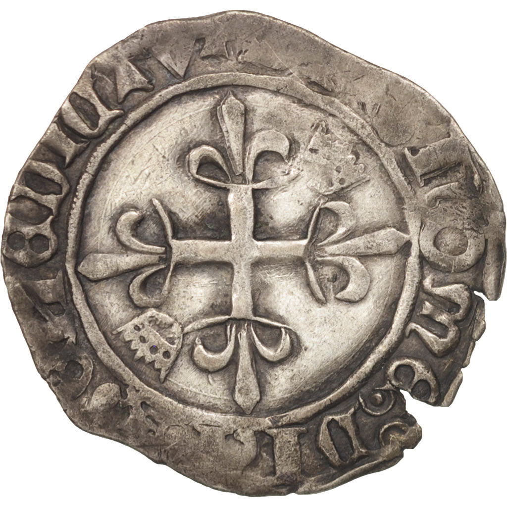Coin, France, Charles VI, Florette, Troyes, VF(30-35), Billon, Duplessy:387A