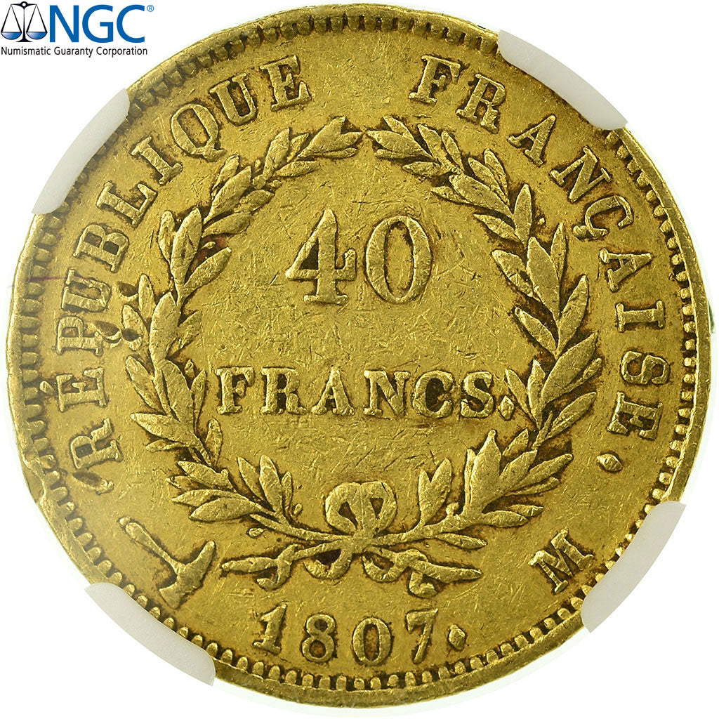 Moneta, Francia, Napoléon I, 40 Francs, 1807, Toulouse, NGC, VF30, MB+, Oro