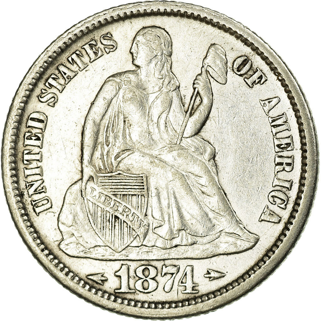 Münze, Vereinigte Staaten, Seated Liberty Dime, Dime, 1874, U.S. Mint