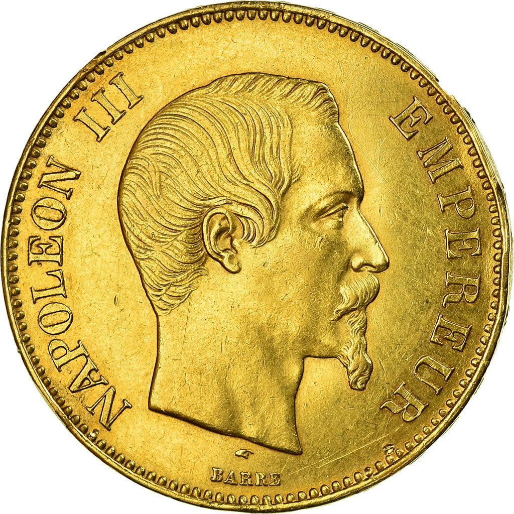 Coin, France, Napoleon III, 100 Francs, 1855, Paris, EF(40-45), Gold