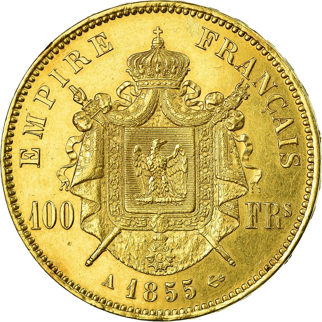 Coin, France, Napoleon III, 100 Francs, 1855, Paris, EF(40-45), Gold