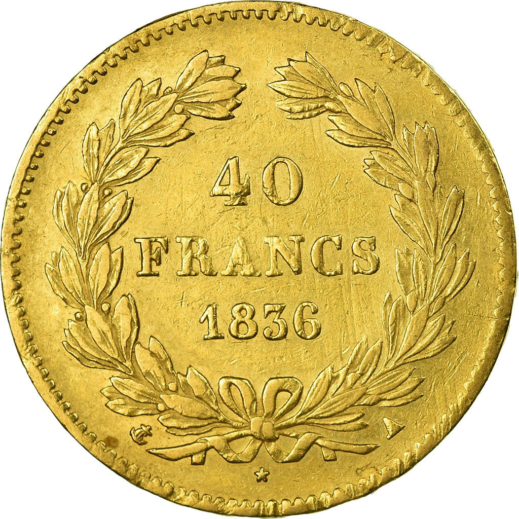 Moeda, França, Louis-Philippe, 40 Francs, 1836, Paris, EF(40-45), Dourado