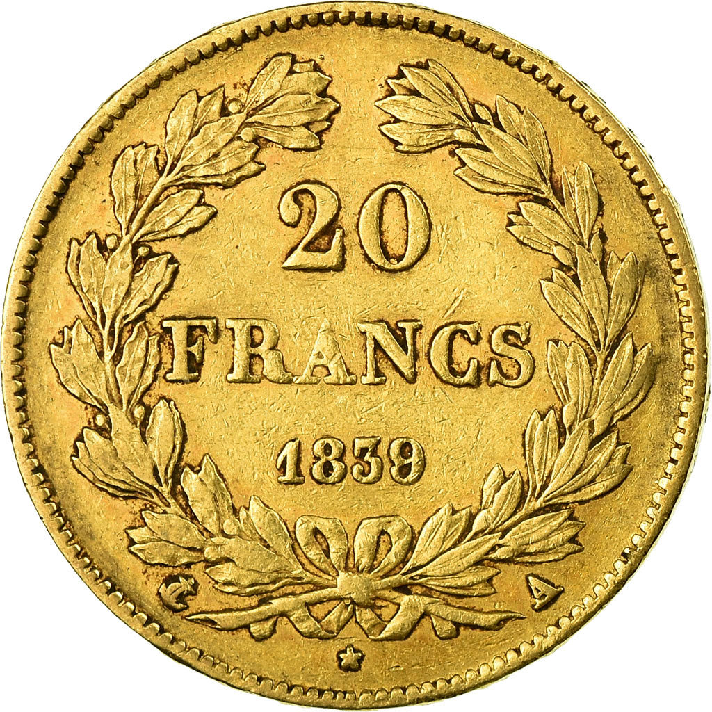 Moneda, Francia, Louis-Philippe, 20 Francs, 1839, Paris, MBC, Oro, KM:750.1