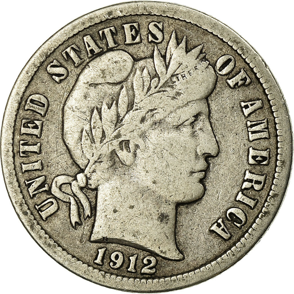 Coin, United States, Barber Dime, Dime, 1912, U.S. Mint, Philadelphia