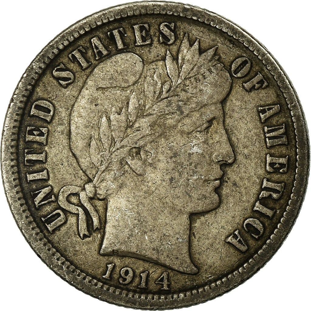 Coin, United States, Barber Dime, Dime, 1914, U.S. Mint, Philadelphia