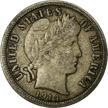Coin, United States, Barber Dime, Dime, 1914, U.S. Mint, Philadelphia