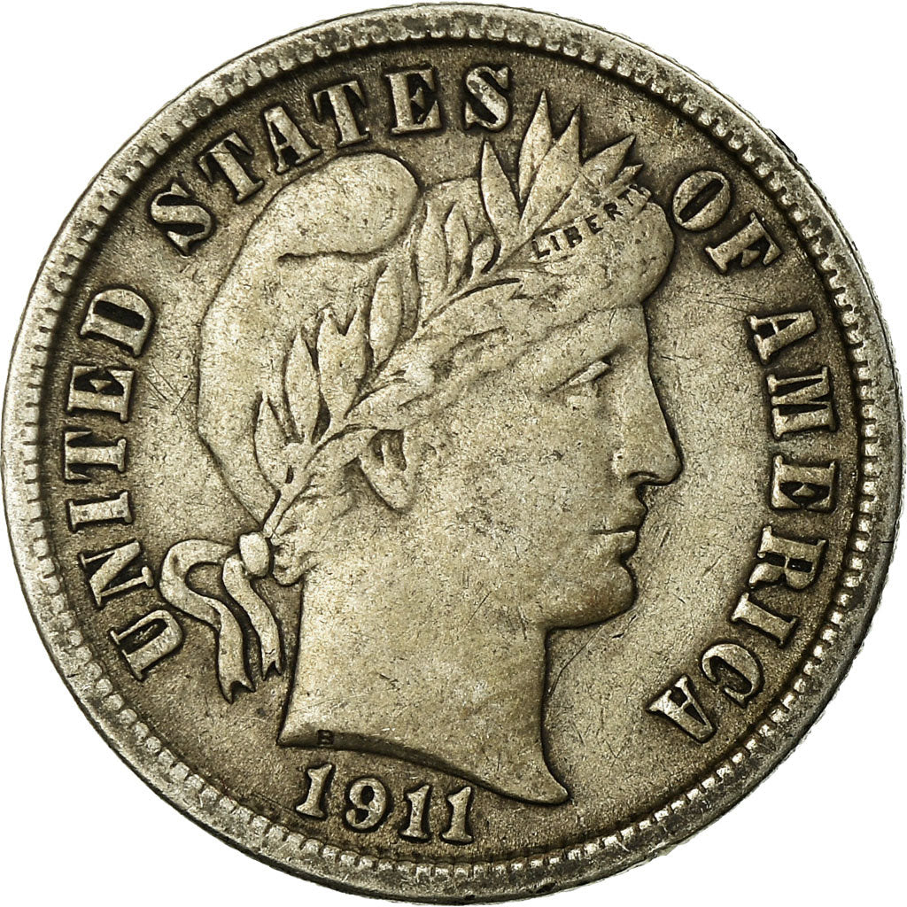 Coin, United States, Barber Dime, Dime, 1911, U.S. Mint, Philadelphia