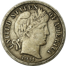 Coin, United States, Barber Dime, Dime, 1911, U.S. Mint, Philadelphia