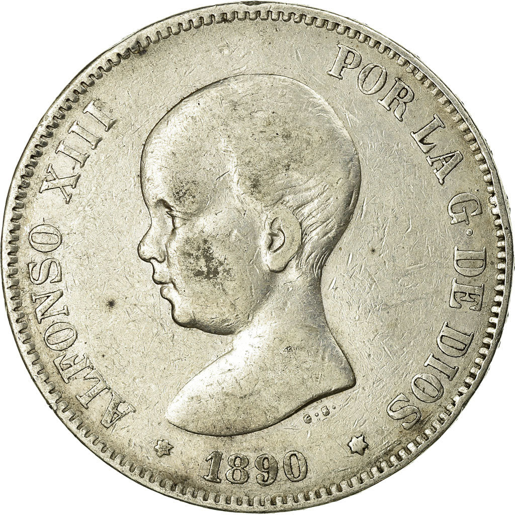 Münze, Spanien, Alfonso XIII, 5 Pesetas, 1890, Madrid, SS, Silber, KM:689