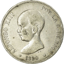 Münze, Spanien, Alfonso XIII, 5 Pesetas, 1890, Madrid, SS, Silber, KM:689