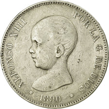 Moneda, España, Alfonso XIII, 5 Pesetas, 1890, Madrid, MBC, Plata, KM:689