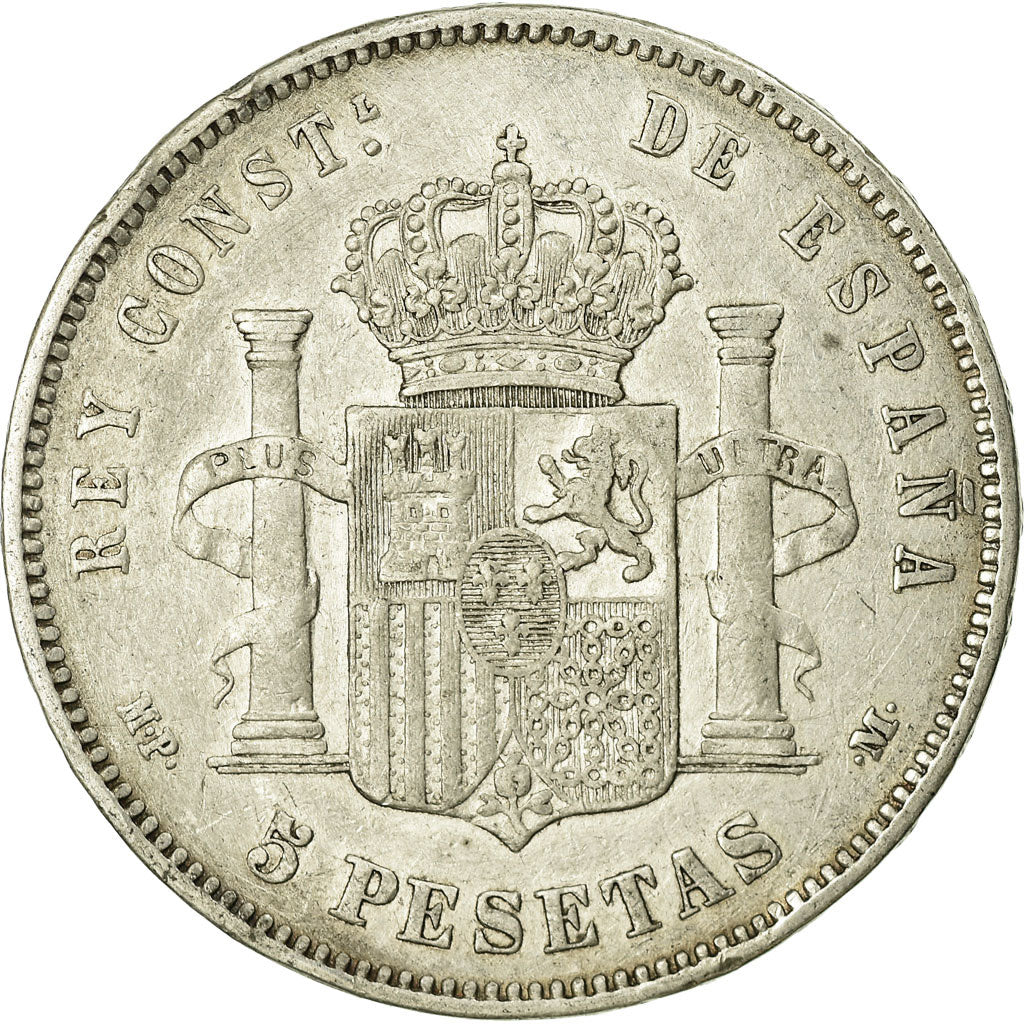 Moneda, España, Alfonso XIII, 5 Pesetas, 1890, Madrid, MBC, Plata, KM:689
