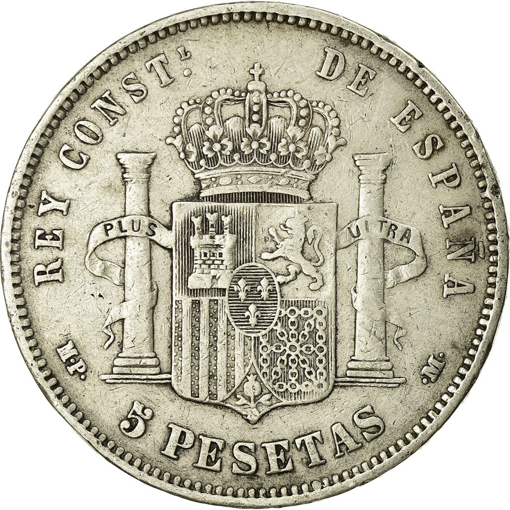 Moneda, España, Alfonso XIII, 5 Pesetas, 1890, Madrid, BC+, Plata, KM:689