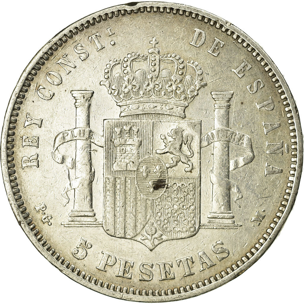 Coin, Spain, Alfonso XIII, 5 Pesetas, 1891, Madrid, EF(40-45), Silver, KM:689