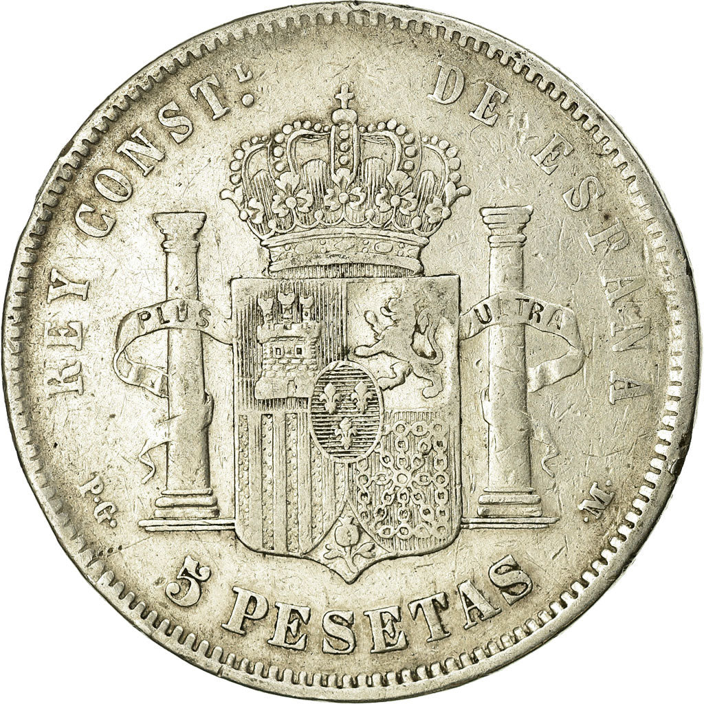 Coin, Spain, Alfonso XIII, 5 Pesetas, 1891, Madrid, VF(30-35), Silver, KM:689