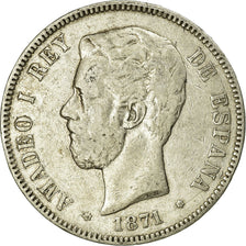Coin, Spain, Amadeao I, 5 Pesetas, 1874, Madrid, VF(30-35), Silver, KM:666