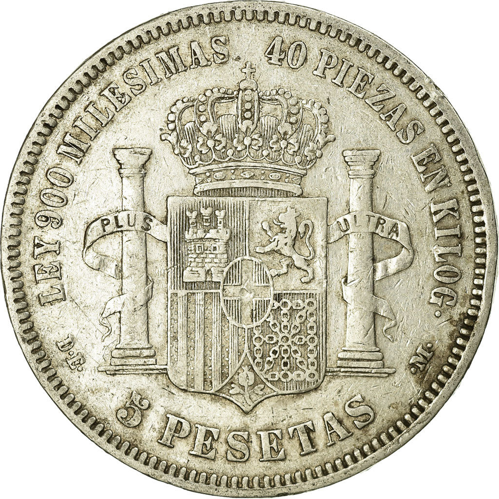 Coin, Spain, Amadeao I, 5 Pesetas, 1874, Madrid, VF(30-35), Silver, KM:666
