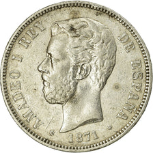 Coin, Spain, Amadeao I, 5 Pesetas, 1871, Madrid, EF(40-45), Silver, KM:666
