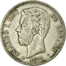 Coin, Spain, Amadeao I, 5 Pesetas, 1871, Madrid, VF(30-35), Silver, KM:666