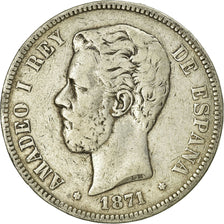 Coin, Spain, Amadeao I, 5 Pesetas, 1871, Madrid, VF(30-35), Silver, KM:666
