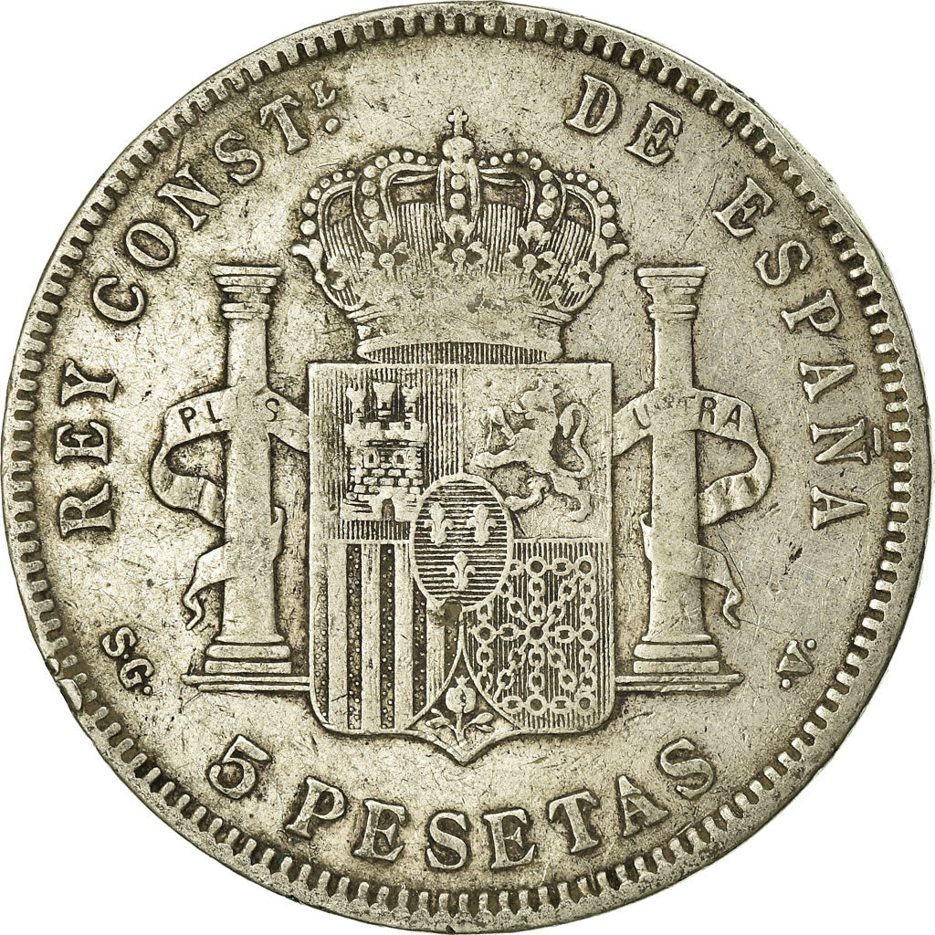 Coin, Spain, Alfonso XIII, 5 Pesetas, 1898, Madrid, VF(30-35), Silver, KM:707